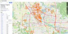 Eugene Oregon in OpenStreetMap, showing its nonsensical borders